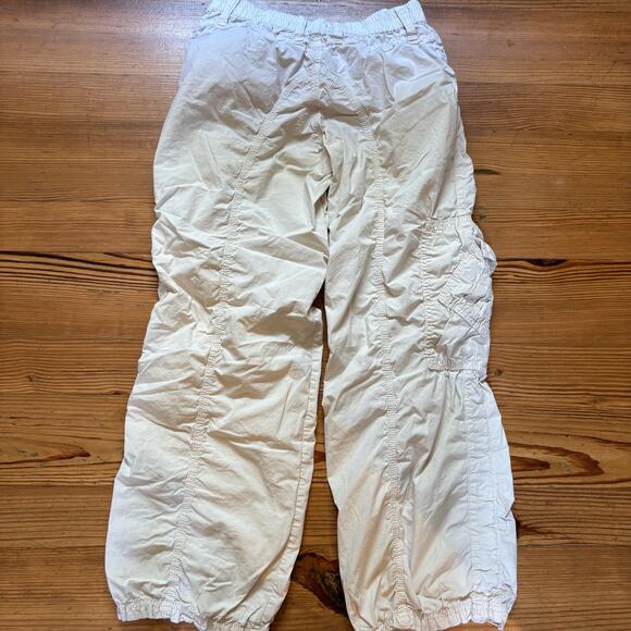 Urban Outfitters cream y2k elastic waist zipper womens cargo pants SIZE M - Picture 6 of 6